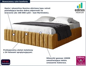 Musztardowe pikowane łóżko z pojemnikiem 5 rozmiarów Z8-M27