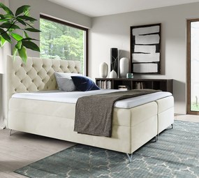 Kremowe nowoczesne lóżko kontynentalne 5 rozmiarów - Lunavello 4X