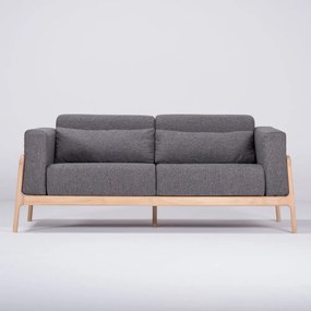 Ciemnoszara sofa z konstrukcją z litego drewna dębowego Gazzda Fawn, 180 cm