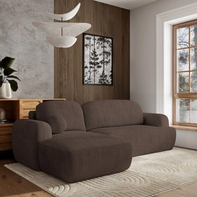 Masseno Narożnik MODENZA z funkcją spania i pojemnikiem na pościel Narozniki L, Rozkładana sofa - Brązowy, POSO 06