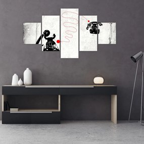 Obraz - Rysunek telefonu w stylu Banksy (125x70 cm)