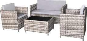 Zestaw mebli ogrodowych z technorattanu ( 2 x fotel, sofa + stolik) CALMO szary