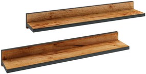 Zestaw 2 Czarny Półek Wiszących Dąb Craft + A9-W61