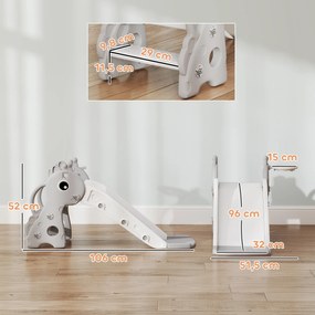 AIYAPLAY Zjeżdżalnia 3w1 dla dzieci, Kształt żyrafy, Koszykówka, Piłka, Szara