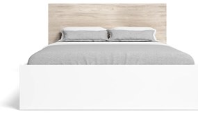 Białe łóżko dwuosobowe w dekorze dębu 140x190 cm Sahara – Marckeric