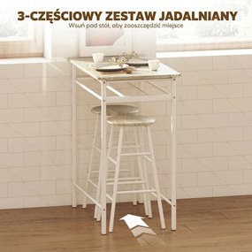 HOMCOM Zestaw barowy stół z drewnianym blatem i białe hokery nowoczesny do kuchni | Aosom PL