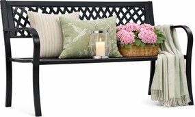 Metalowa czarna ławka ogrodowa C6-Z69