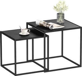 HOMCOM Zestaw 2 Stolików Kawowych Narożnych Nowoczesny Design Stalowa Rama Czarny 40x40x40cm | Aosom PL