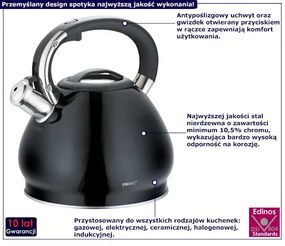 Czarny stalowy czajnik na każdy typ kuchenki 3,4L A1-Z57