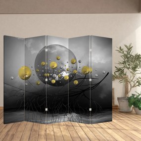 Parawan - Złota abstrakcyjna kula (210x170 cm)