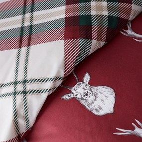 Czerwona pościel dwuosobowa 230x220 cm Munro Stag Check – Catherine Lansfield