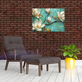 Obraz na szkle - 3D magnolie (70x50 cm)