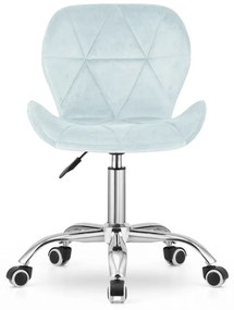 Zestaw do biura – składany stół ZARIMO 80×40 cm, biały + krzesło biurowe AVOLA VELVET jasnoniebieskie