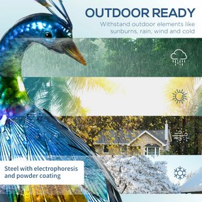 Outsunny Rzeźba Ogrodowa Paw, 25 x 29 x 59 cm, Wielokolorowy