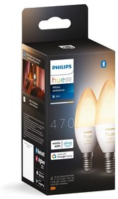 Inteligentne żarówki LED z gwintem E14, 5 W zestaw 2 szt. White ambiance – Philips Hue