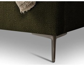 Ciemnozielone tapicerowane łóżko dwuosobowe ze stelażem 180x200 cm Makana – Makamii