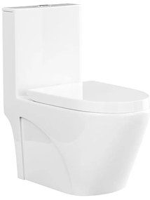 Miska WC stojąca z białej błyszczącej ceramiki - Odpływ poziomy - NAGILAM