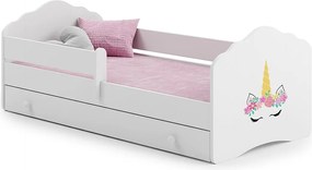 Łóżko dziecięce FALA 160x80 cm białe z szufladą, materacem, barierką zabezpieczającą i stelażem
