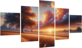 Obraz – Zachód słońca na polu (125x70 cm)