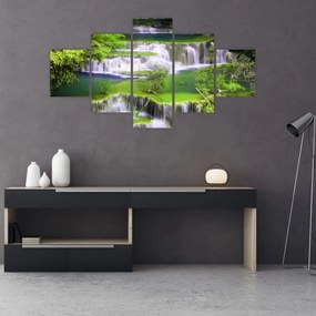 Obraz - Wodospady Huay Mae Khamin, Kanchanaburi, Tajlandia (125x70 cm)