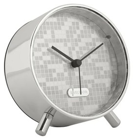 Karlsson 6004SI designerski budzik srebrny,średnica 11 cm