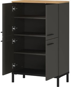 Ciemnoszara wysoka szafka łazienkowa w dekorze dębu 60x97 cm Yonkers – Germania