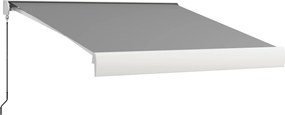 Outsunny Markiza, elektryczna/ręczna wysuwana, pełna kasetonowa, pilot zdalnego sterowania, rama aluminiowa, 3 x 2,5 m, Jasnoszary