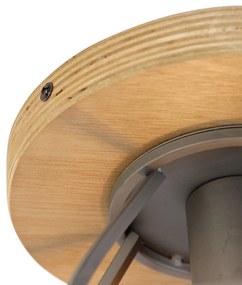 Inteligentna lampa sufitowa ciemnoszara z drewnem w komplecie z WiFi E27 - ArthurPrzemysłowy Oswietlenie wewnetrzne