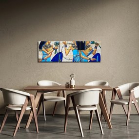 Obraz - Malarstwo egipskie (z zegarem) (90x30 cm)