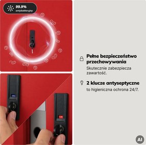 Szafa metalowa biurowa z drzwiami przesuwnymi antracytowo-czerwona, 900x1850x400 mm: KUBA