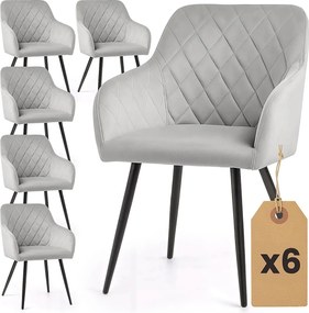 Zestaw 6 nowoczesnych szarych krzeseł pikowanych L4-F10