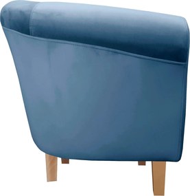 Fotel Milo tkanina Welur wygodny fotel tapicerowany do salonu i sypialni : Kolor nogi - Drewno, Kolor tkaniny - VELVET - MG33, Wysokość nogi - 15 cm