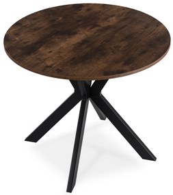 Stół Okrągły LAUREN 90 cm Dąb Rustykalny/Czarny Loft Nowoczesny