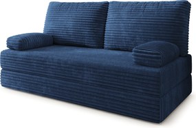 Masseno Sofa piankowa SILAR z funkcją spania, Kanapa z pianki do salonu, Bezmontażowa, Tkanina sztruksowa – Niebieski TILIA 77