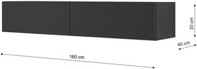 Czarna wisząca długa szafka rtv 160 cm E5-T55