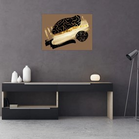 Obraz na szkle - Abstrakcja złotobrązowy N⁰3 (70x50 cm)