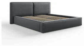 Ciemnoszare tapicerowane łóżko dwuosobowe ze schowkiem i stelażem 180x200 cm Arendal – Cosmopolitan Design