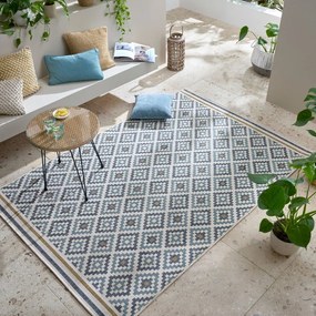 Żółto-niebieski dywan odpowiedni na zewnątrz 160x230 cm Zia Trellis – Flair Rugs