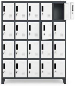 Szafa skrytkowa socjalna BHP antracytowo-biała: ROBERT, 1360 x 1720 x 450 mm