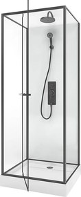 Kabina prysznicowa z dowolnie montowanymi drzwiami - Regulowana wysokość - Czarny mat - szer. 80 x gł. 80 x wys. 213/232 cm - SAVITO