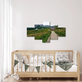 Obraz - Krajobraz górski z domami (125x70 cm)