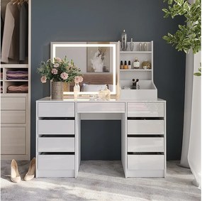 Stół toaletowy biały/biały wysoki połysk 128.2x50.1x76 sherry