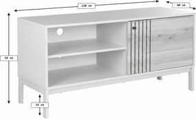 Stolik TV FROST 120x40 cm biały, dekor dąb alpejski