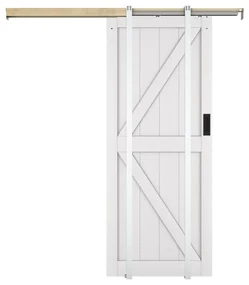Drzwi przesuwne chowane w ścianie z drewna i MDF - biały - wys. 205 x szer. 83 cm - NEFARA