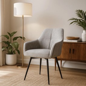 Krzesło Tapicerowane do Salonu PALMA Szare Nowoczesne