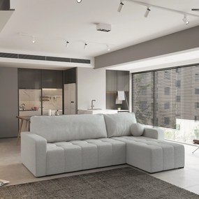 Masseno Narożnik VOLIRA z funkcją spania i pojemnikiem na pościel Narozniki L, Rozkładana sofa - Jasnoszary, QUELLE 83