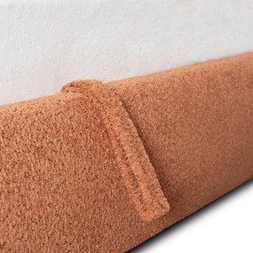 Łóżko Tapicerowane 160x200 cm ROSSO ze Stelażem i Pojemnikiem Dwuosobowe Boucle Rude