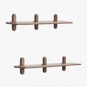 Zestaw 2 Drewnianych Półek Ściennych Breezee Ciemny Akacjowy Brąz & ↔︎ 130 Cm - Sklum