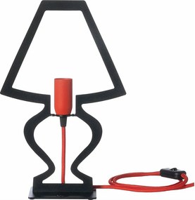 Lampa stołowa Silhouette Ø22x33 cm z perforowanego czarnego żelaza, nowoczesny dekoracyjny design, gniazdo E14, made in Italy