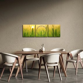 Obraz pola ze zbożem (z zegarem) (90x30 cm)